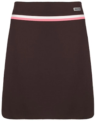 (W) MIU MIU 高腰A字裙 棕色条纹标志补丁 FW21款。 MG1583-1YPW-F0986 Order (W) MIU MIU 高腰A字裙 棕色条纹标志补丁 FW21款。 MG1583-1YPW-F0986