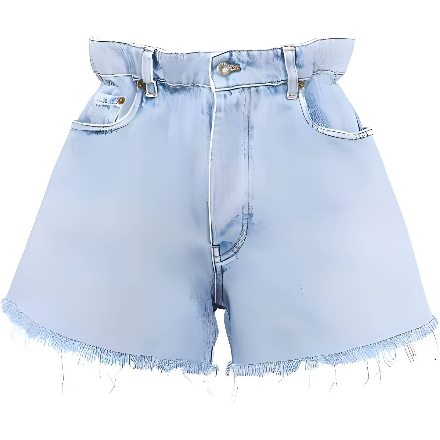 (Women) MIU MIU FW21 High-Waisted Denim Shorts Blue 5 Pocket Design. GWP300-1SXP-F0013