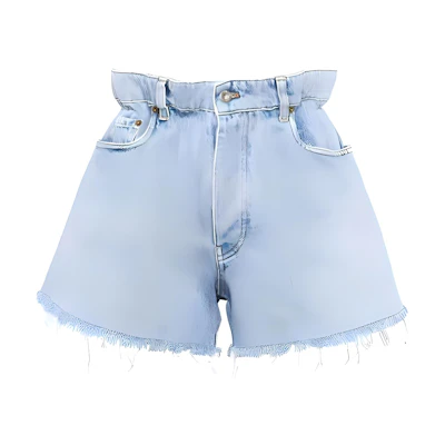 (Women) MIU MIU FW21 High-Waisted Denim Shorts Blue 5 Pocket Design. GWP300-1SXP-F0013