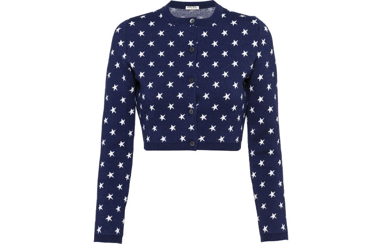 (Women) MIU MIU FW21 Intarsia Knit Sweater Blue MMF516-1ZFC-F0008