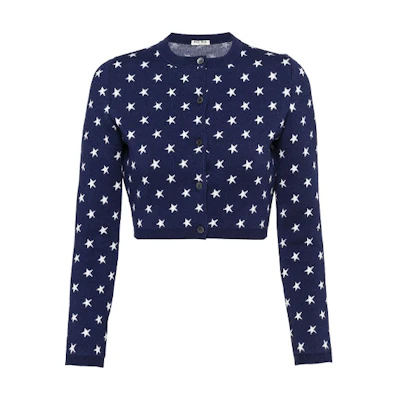 (Women) MIU MIU FW21 Intarsia Knit Sweater Blue MMF516-1ZFC-F0008