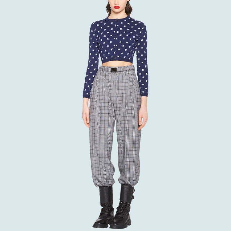 Lookbook (W) MIU MIU FW21 蓝色提花针织毛衣 MMF516-1ZFC-F0008