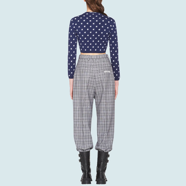 Shop (W) MIU MIU FW21 蓝色提花针织毛衣 MMF516-1ZFC-F0008