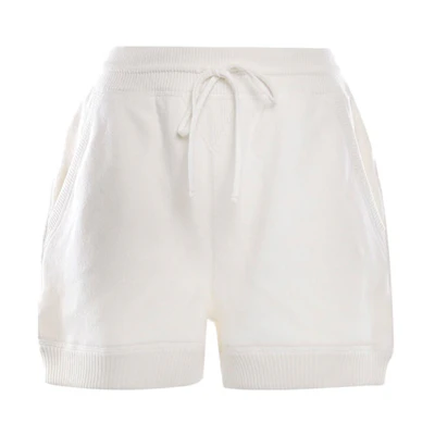 (Women) MIU MIU FW21 Logo Cashmere Blend Casual Shorts White. MMP165-1ZDJ-F0009
