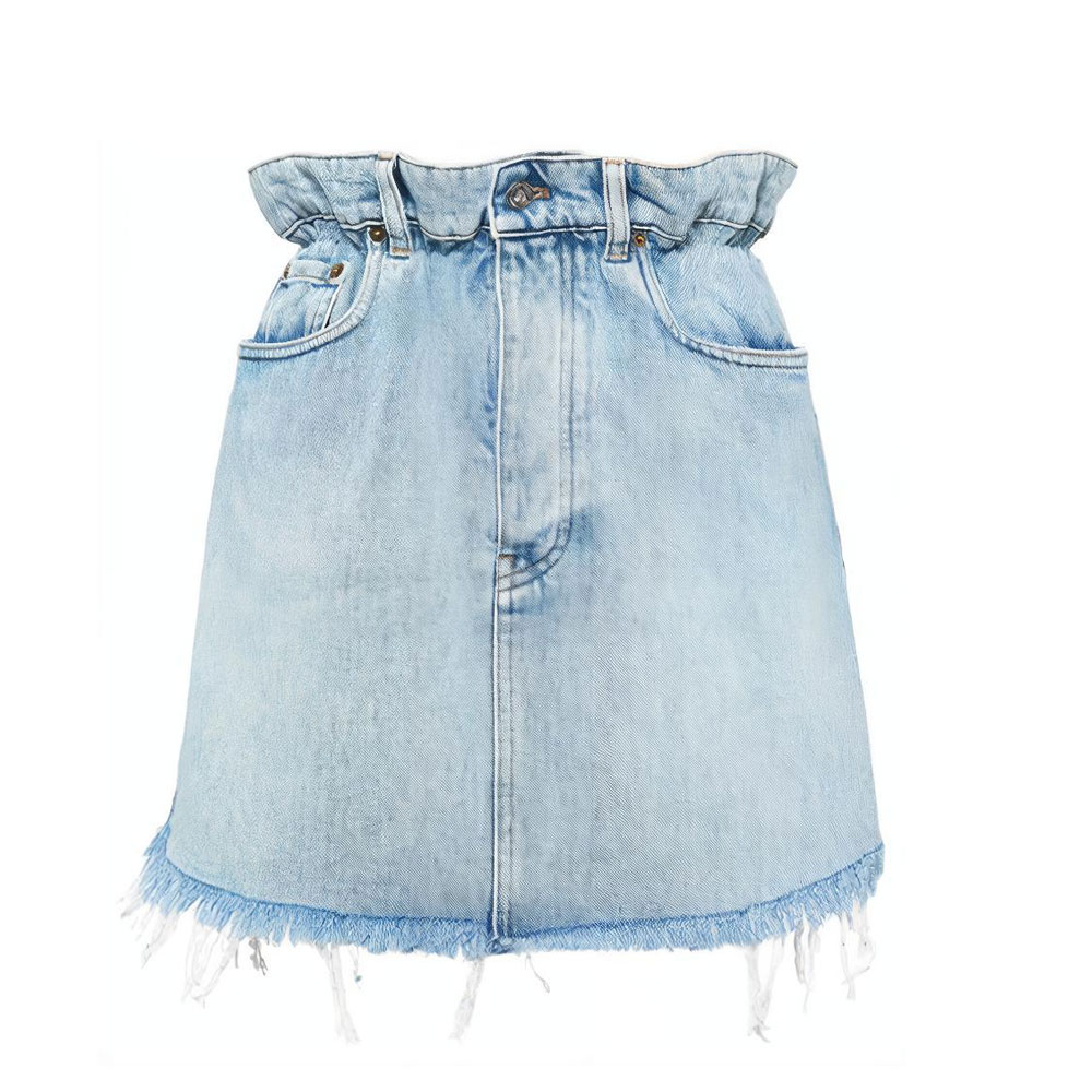 (Women) MIU MIU FW21 Logo Mini Denim Skirt in Blue. GWD185-1SXP-F0013