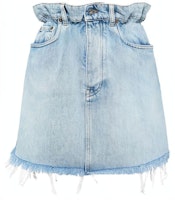 (Women) MIU MIU FW21 Logo Mini Denim Skirt in Blue. GWD185-1SXP-F0013 (Women) MIU MIU FW21 Logo Mini Denim Skirt in Blue. GWD185-1SXP-F0013