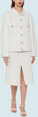 (W) Chaqueta Oversize de Denim Blanca MIU MIU FW21 con Detalles Exclusivos. GWB121-4YE-F0009 Lookbook (W) Chaqueta Oversize de Denim Blanca MIU MIU FW21 con Detalles Exclusivos. GWB121-4YE-F0009