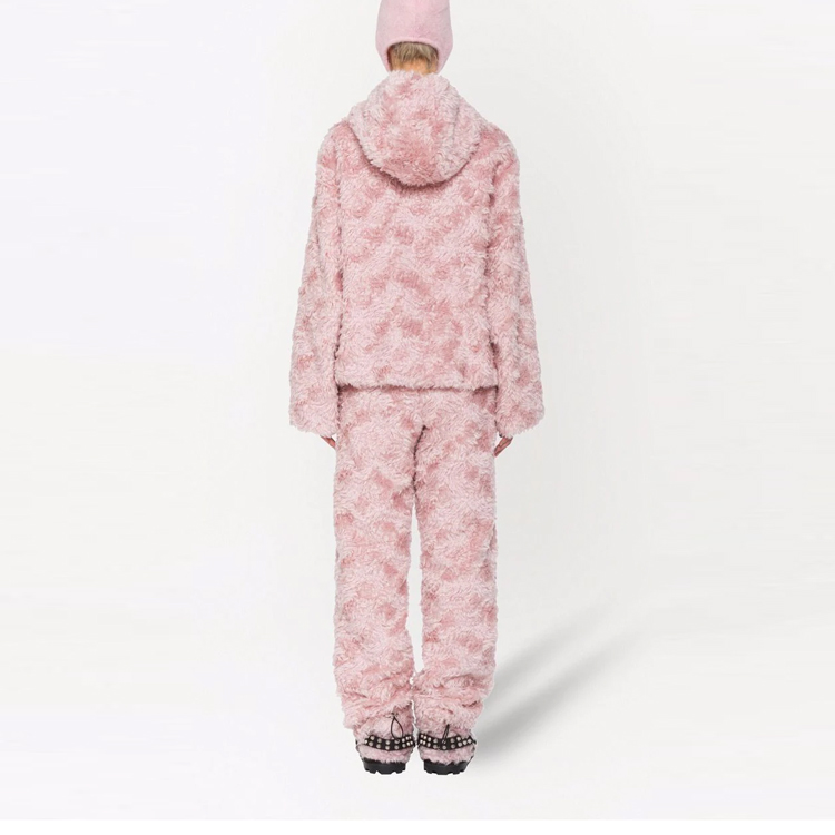 Shop (Women) MIU MIU FW21 Pink Mohair Hooded Jacket. MZV004-1ZQ6-F0E18