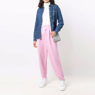(Women) MIU MIU FW21 Pink Tapered Jogger Knit Track Pants. MJP259-1ZF3-F0E18 Lookbook (Women) MIU MIU FW21 Pink Tapered Jogger Knit Track Pants. MJP259-1ZF3-F0E18