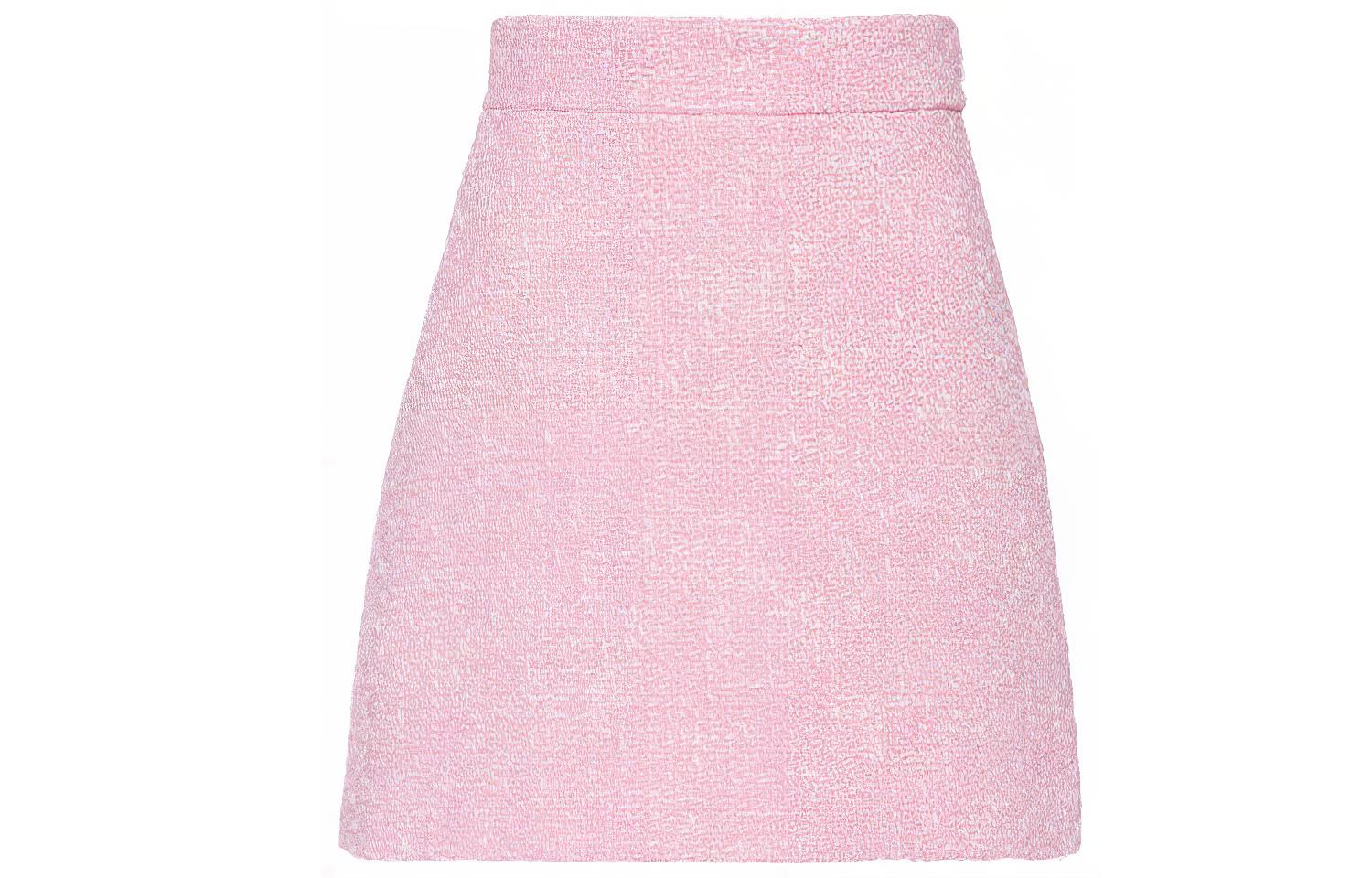 (Women) MIU MIU FW21 Pink Tweed Mini A-line Casual Skirt for Women. MG1635-2AM3-F0028