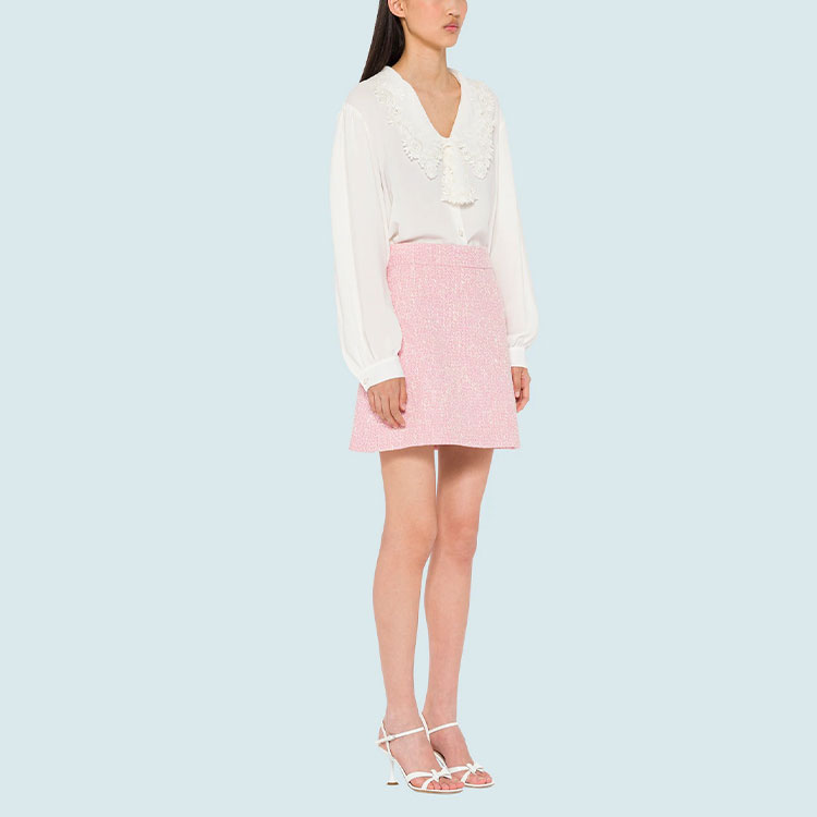 (Women) MIU MIU FW21 Pink Tweed Mini A-line Casual Skirt for Women. MG1635-2AM3-F0028 圖 3