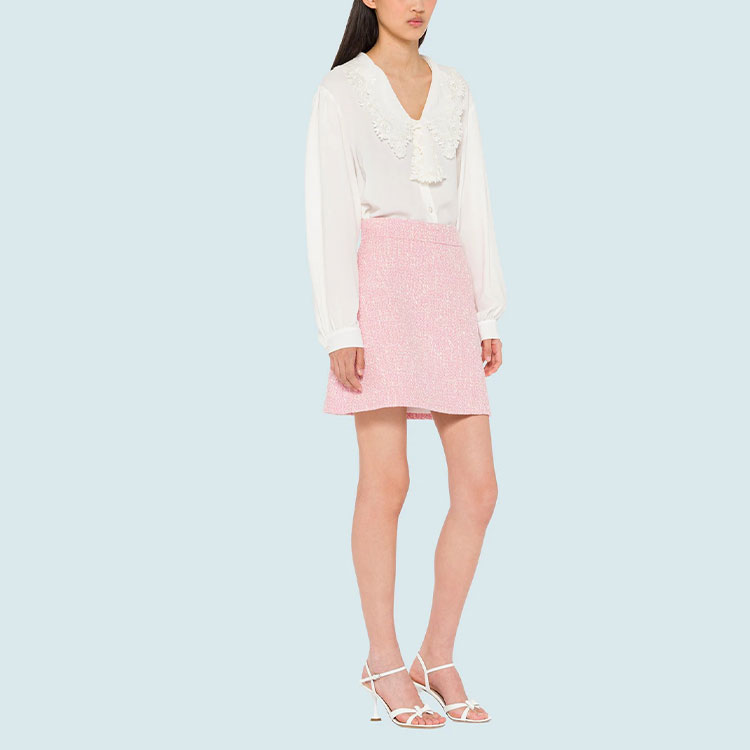 (Women) MIU MIU FW21 Pink Tweed Mini A-line Casual Skirt for Women. MG1635-2AM3-F0028 圖 5