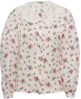 (Women) Miu Miu FW21 Printed Satin Sunscreen Shirt Cream Color MK1556-1MP7-F0061 (Women) Miu Miu FW21 Printed Satin Sunscreen Shirt Cream Color MK1556-1MP7-F0061