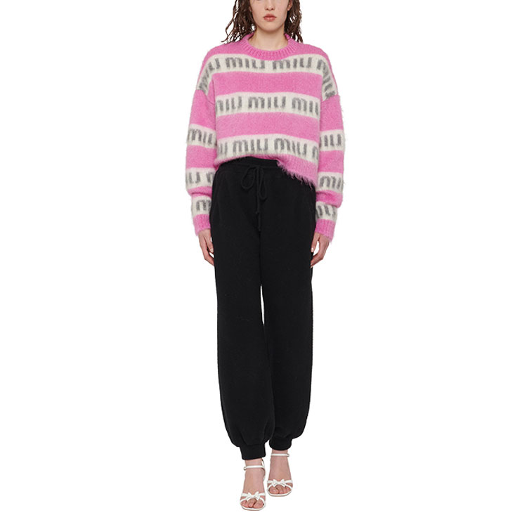 Lookbook (Women) MIU MIU FW21 Red Mohair Printed Pullover Sweater. MML482-1ZAP-F0029