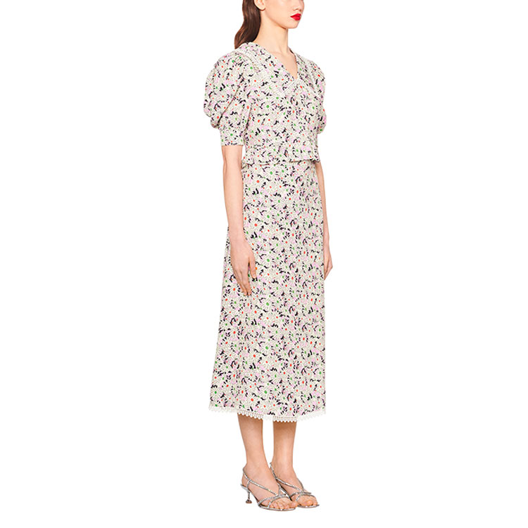 Purchase (W) MIU MIU FW21 Baju Top Sablé Floral Cetakan Pelbagai Warna. MT1687-1ZP6-F0BDK