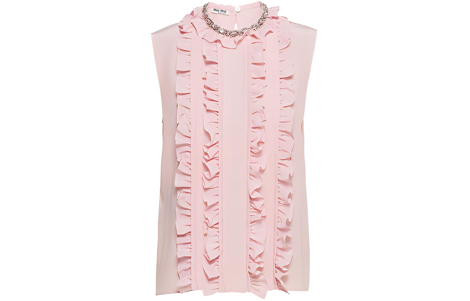 (Women) MIU MIU FW21 Sleeveless Crepe Tank Top Quartz Color MT1653-HMR-F0482