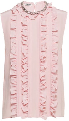 (W) MIU MIU FW21 Baju Tanpa Lengan Crepe Warna Kuarsa MT1653-HMR-F0482 Order (W) MIU MIU FW21 Baju Tanpa Lengan Crepe Warna Kuarsa MT1653-HMR-F0482