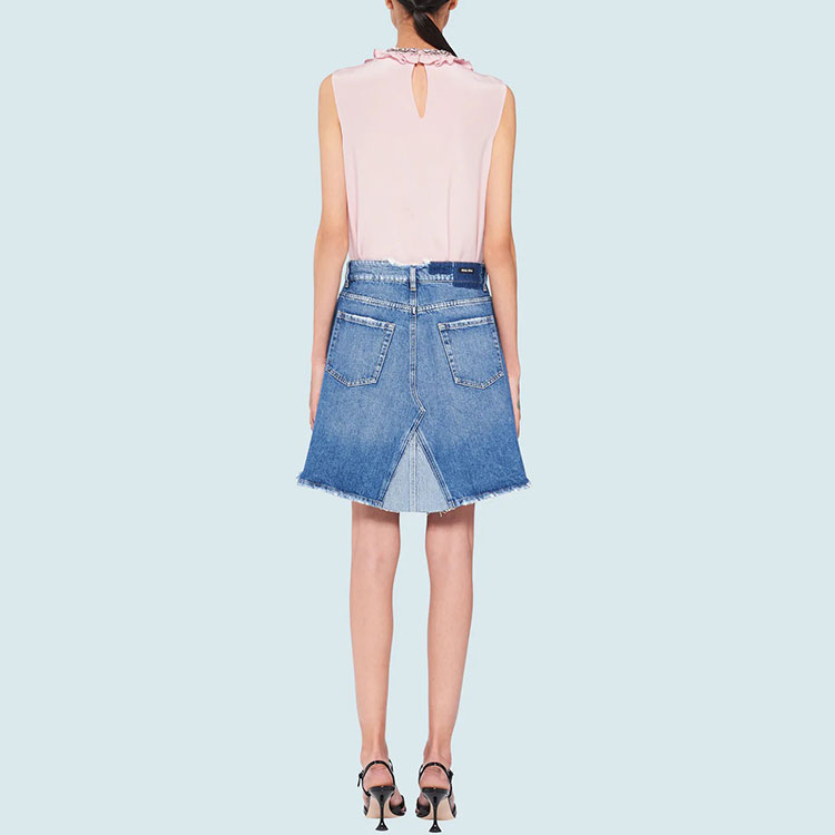 Shop (W) MIU MIU FW21 Baju Tanpa Lengan Crepe Warna Kuarsa MT1653-HMR-F0482