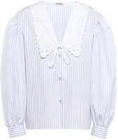 (Women) MIU MIU FW21 Striped Sunscreen Shirt Light Blue MK1565-Z58-F0M10 (Women) MIU MIU FW21 Striped Sunscreen Shirt Light Blue MK1565-Z58-F0M10