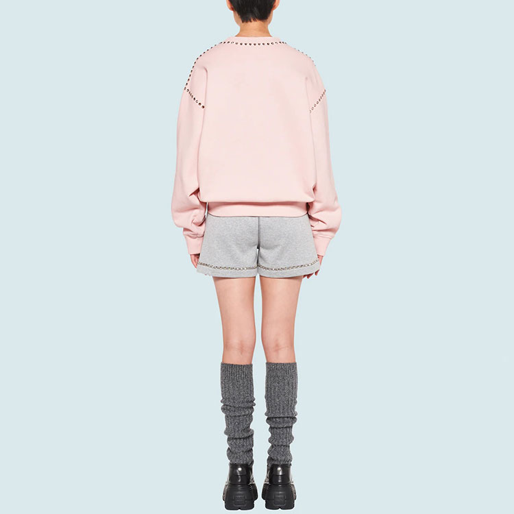 Shop (W) MIU MIU FW21粉色扎染铆钉长袖圆领卫衣. MJL800-1ZVE-F0384