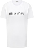 (Women) MIU MIU FW21 White Logo Crewneck Short Sleeve T-Shirt MJN319-1ZSB-F0009 (Women) MIU MIU FW21 White Logo Crewneck Short Sleeve T-Shirt MJN319-1ZSB-F0009