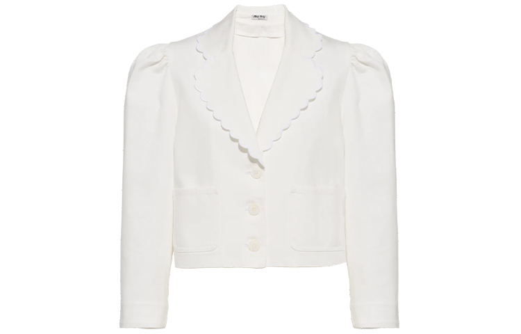 (Women) MIU MIU FW21 White Single-Breasted Long Sleeve Blazer MH1665-1YTX-F0009