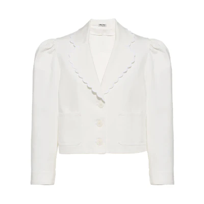 (Women) MIU MIU FW21 White Single-Breasted Long Sleeve Blazer MH1665-1YTX-F0009