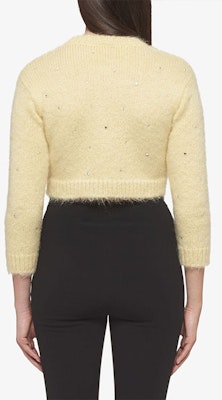 (W) MIU MIU FW21 Kuning Cardigan Bulu Dihias Kristal. MMF383-1UGJ-F0032 Shop (W) MIU MIU FW21 Kuning Cardigan Bulu Dihias Kristal. MMF383-1UGJ-F0032