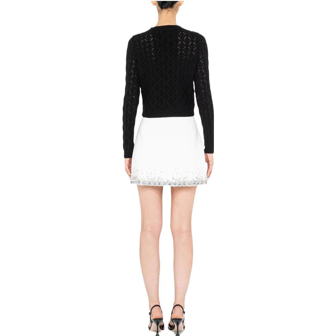 Shop (W) MIU MIU FW22 Kardiqan Kasimira Hitam dengan Hiasan Kristal. MMF377-1YA5-F0002