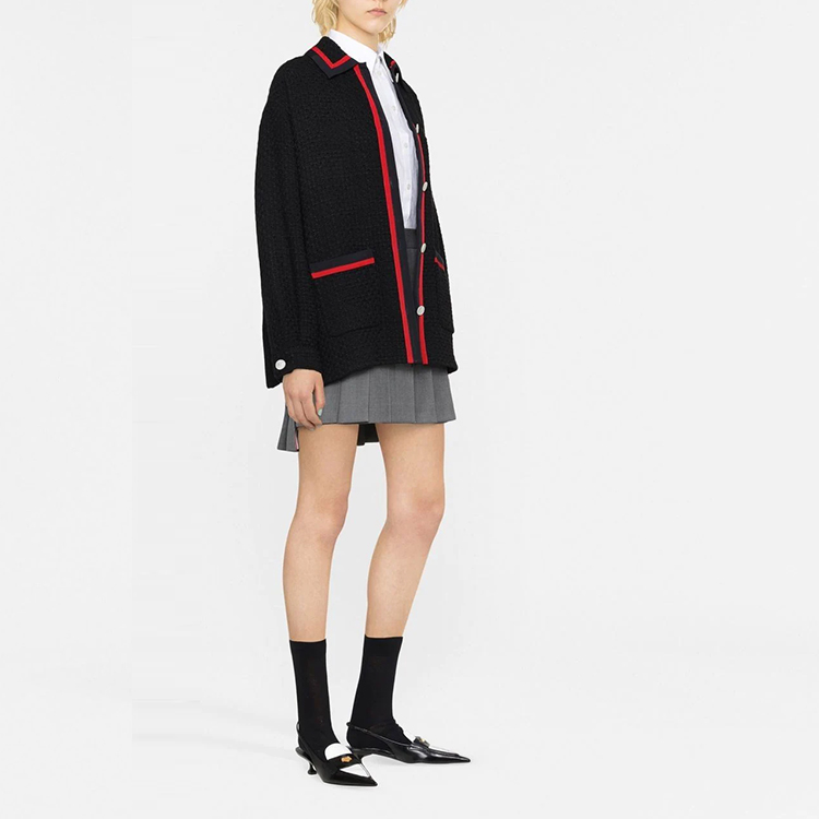 Purchase (W) Chaqueta Negra MIU MIU FW22 con Botones y Ribetes de Rayas Contraste. ML85311D1-F0002