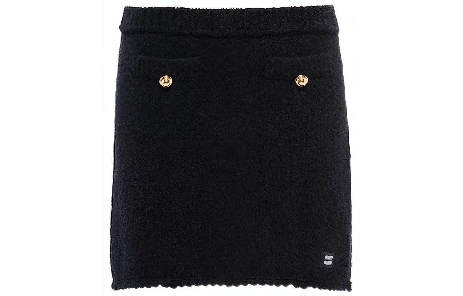 (Women) MIU MIU FW22  Black High-Waist Button-Up Mini Skirt. MMG410-1191-F0002