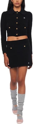 (W) MIU MIU FW22 黑色高腰纽扣迷你裙。 MMG410-1191-F0002 Lookbook (W) MIU MIU FW22 黑色高腰纽扣迷你裙。 MMG410-1191-F0002