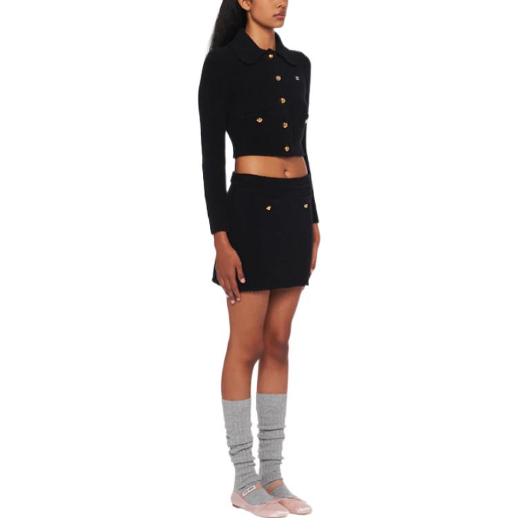 Purchase (W) MIU MIU FW22 黑色高腰纽扣迷你裙。 MMG410-1191-F0002