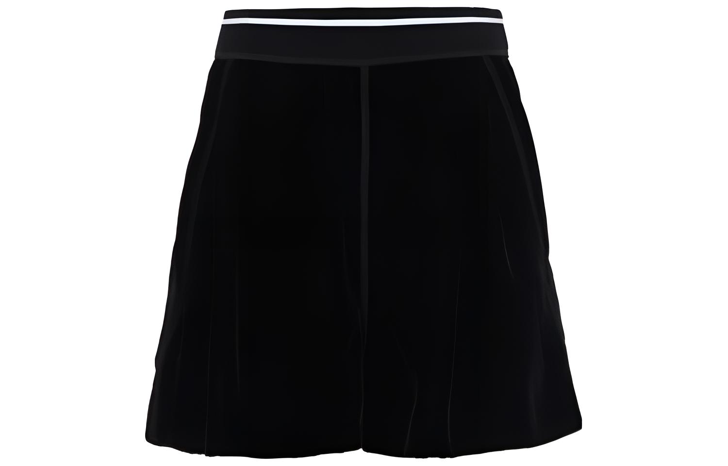 (Women) MIU MIU FW22  Black High-Waisted Loose Shorts with Striped Trim. MP1628-068-F0002