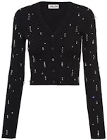(Women) MIU MIU FW22 Black Sequin V-Neck Knit Pullover Sweater MMF621-11FO-F0002 (Women) MIU MIU FW22 Black Sequin V-Neck Knit Pullover Sweater MMF621-11FO-F0002