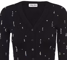 Details for (W) MIU MIU FW22 黑色亮片V領針織套頭毛衣 MMF621-11FO-F0002