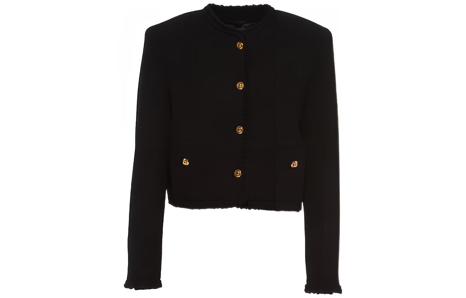 (Women) MIU MIU FW22  Black Solid Color Single-Breasted Collar Jacket MH1829-2E37-F0002