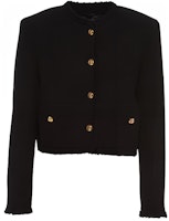 (Women) MIU MIU FW22 Black Solid Color Single-Breasted Collar Jacket MH1829-2E37-F0002 (Women) MIU MIU FW22 Black Solid Color Single-Breasted Collar Jacket MH1829-2E37-F0002