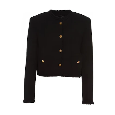 (Women) MIU MIU FW22 Black Solid Color Single-Breasted Collar Jacket MH1829-2E37-F0002