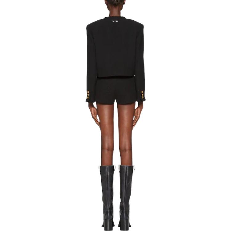 Shop (W) MIU MIU FW22 黑色純色單排扣翻領外套 MH1829-2E37-F0002