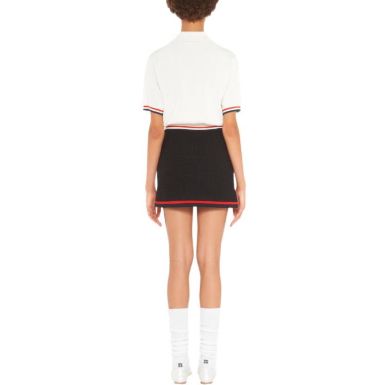 Shop (W) 缪缪MIU MIU FW22 黑色条纹粗花呢休闲A字裙. MG1814-11D1-F0002