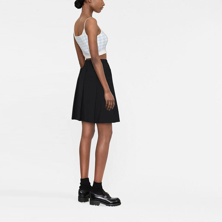 Purchase (W) MIU MIU FW22 Baju Tanpa Lengan Corak Houndstooth Biru Logo Sulaman. MMV033-11UX-F0BIL