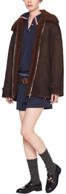 (Women) MIU MIU FW22 Blue Knit Straight-Leg Casual Shorts with Striped Trim MP1606-1TQX-F0008 Lookbook (Women) MIU MIU FW22 Blue Knit Straight-Leg Casual Shorts with Striped Trim MP1606-1TQX-F0008