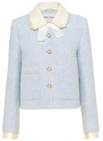 (Women) MIU MIU FW22 Blue Sequin Embellished Tweed Jacket. MH1697-1UT0-F0M10 (Women) MIU MIU FW22 Blue Sequin Embellished Tweed Jacket. MH1697-1UT0-F0M10