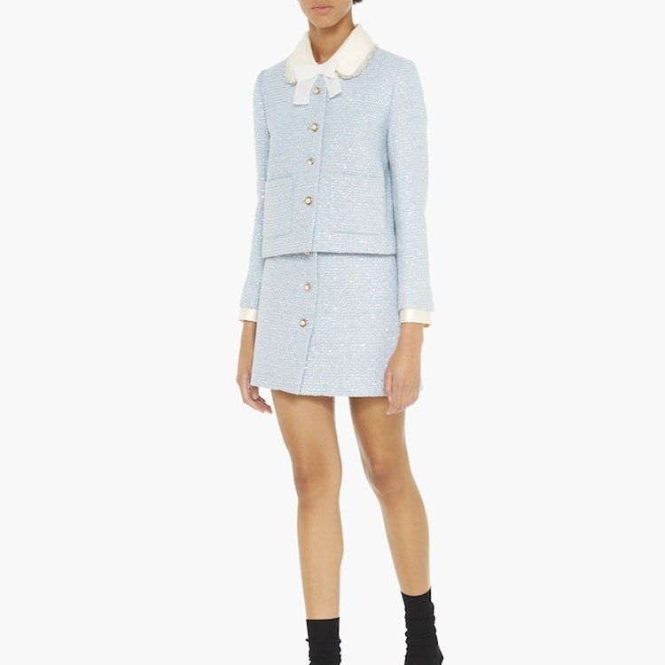 Lookbook (W) MIU MIU FW22 藍色亮片裝飾粗花呢外套 MH1697-1UT0-F0M10