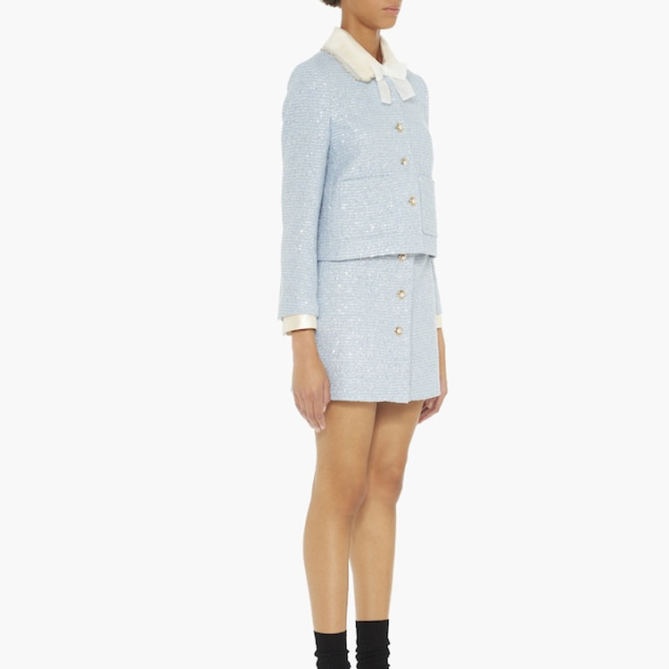 Purchase (W) MIU MIU FW22 藍色亮片裝飾粗花呢外套 MH1697-1UT0-F0M10