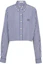 Buy (Women) MIU MIU FW22 Blue Striped Logo Button-Up Long Sleeve Shirt. MK1708-11O0-F0008
