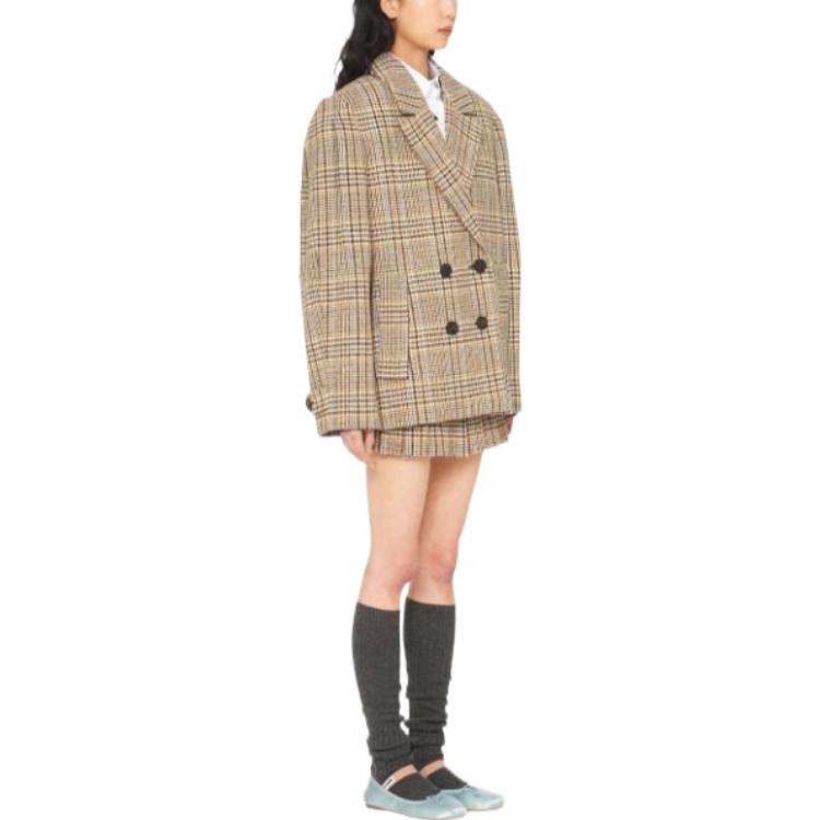Lookbook (W) MIU MIU FW22 棕色格紋雙排扣長袖西裝外套 MH181411GUF0324