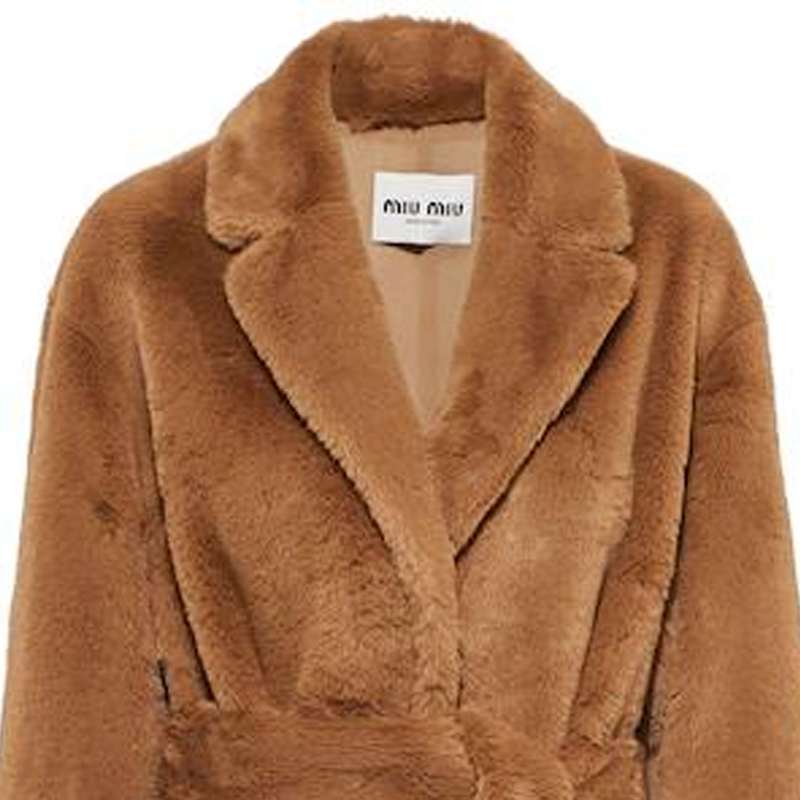Details for (Women) MIU MIU FW22  Brown V-Neck Belted Mid-Length Coat. MZS010-12NE-F0005