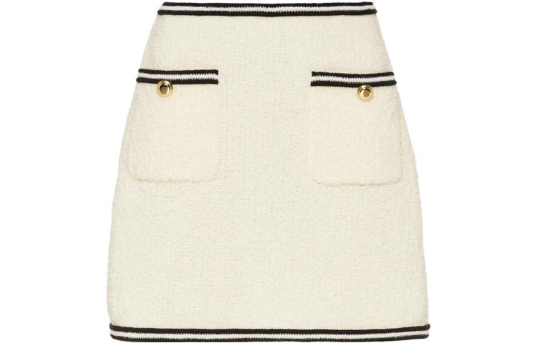 (Women) MIU MIU FW22  Colorblock Striped Short Skirt Off-White MG1746-2E37-F0009